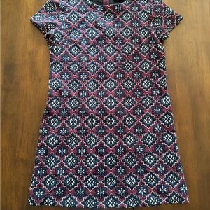 LOFT Navy and White Patterned Mini Dress